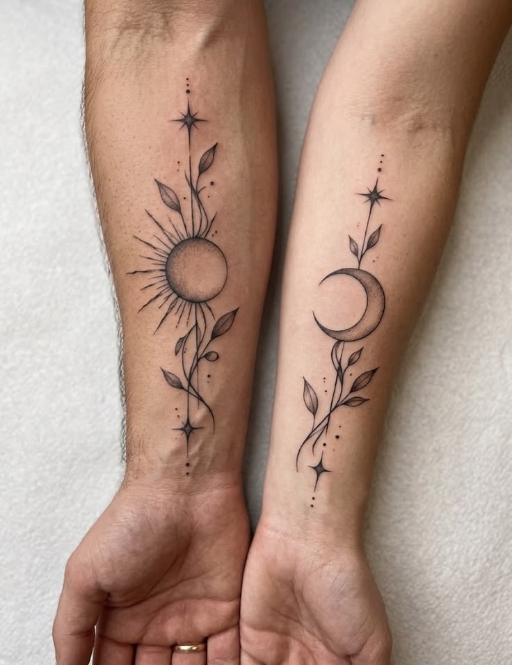 Matching Sun & Moon Forearm Ink
